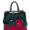 Color Block Mixed-Material Satchel with Coin Purse MH-YS7134