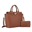 2-in-1 Padlock Bucket / brown Satchel set with wallet
