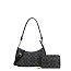 black 2-in-1 Oval Design Shoulder Bag Wallet Set