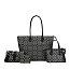 4-in-1 Oval Monogram Large Size Tote Handbag Wallet Set bk