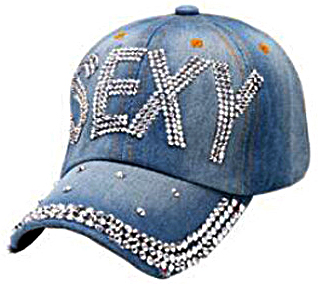 SEXY Stoned Denim Cap > Rhinestone Hats > Mezon Handbags