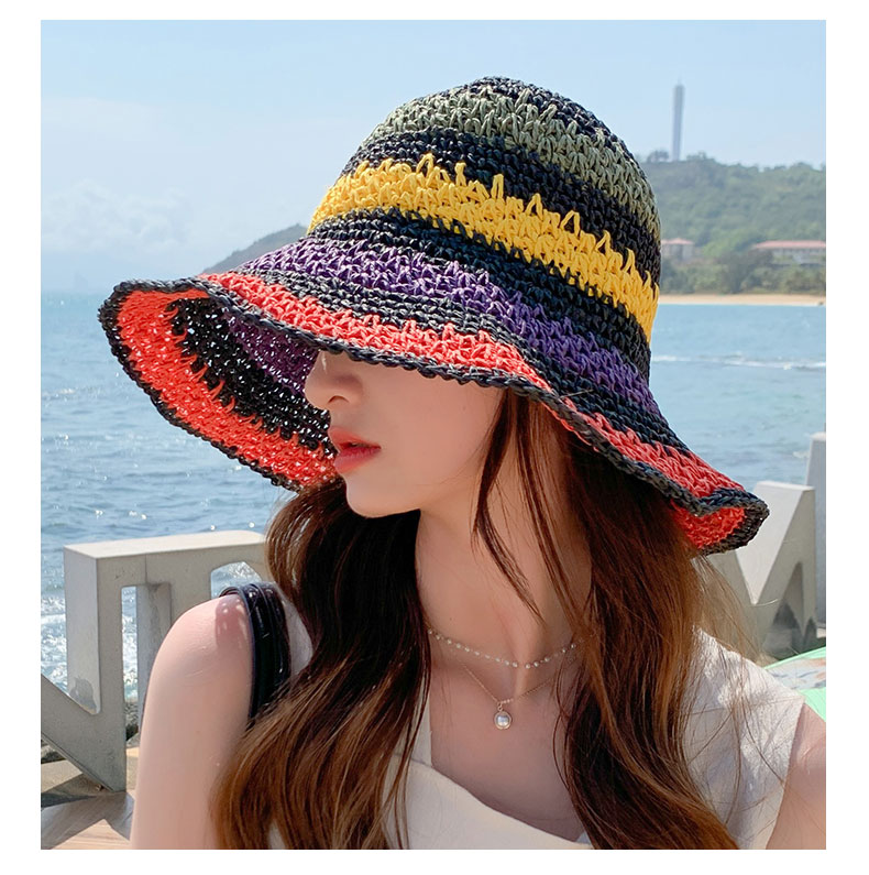 Multi Color Foldable Beach Straw Sun Hat > Straw Hats, Summer Hat ...