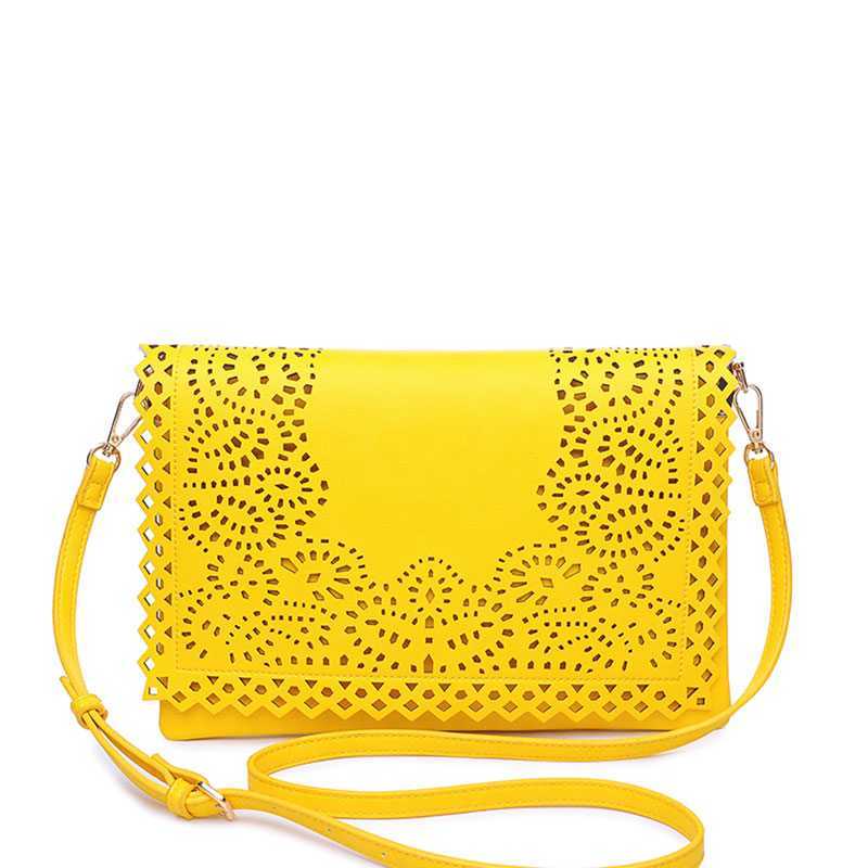 STYLISH LASER CUT LUXURY VALENTINA CLUTCH BAG WITH SLING STRAP JY