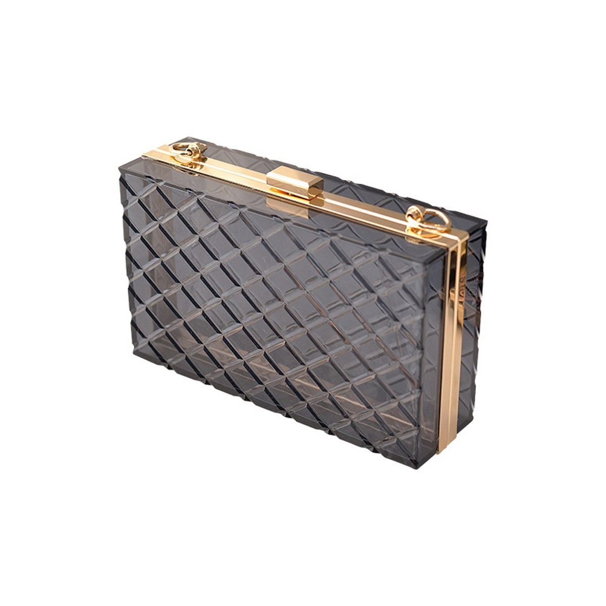 CLEAR ACRYLIC BOX CLUTCH WITH CHAIN > Boutique Handbags > Mezon