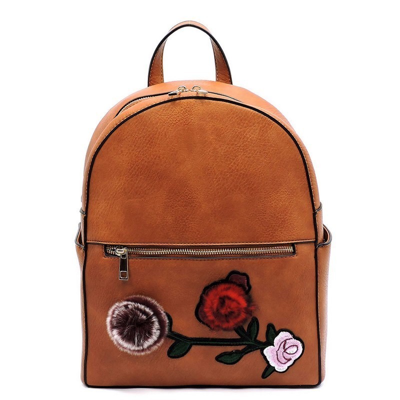 leather flower backpack