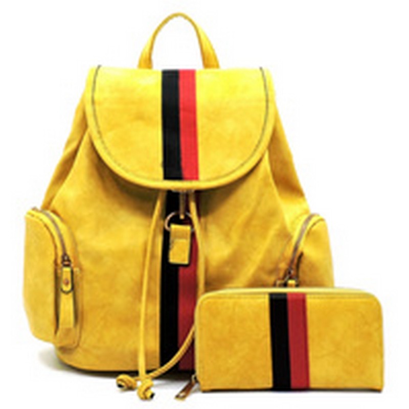 black and white stripe backpack