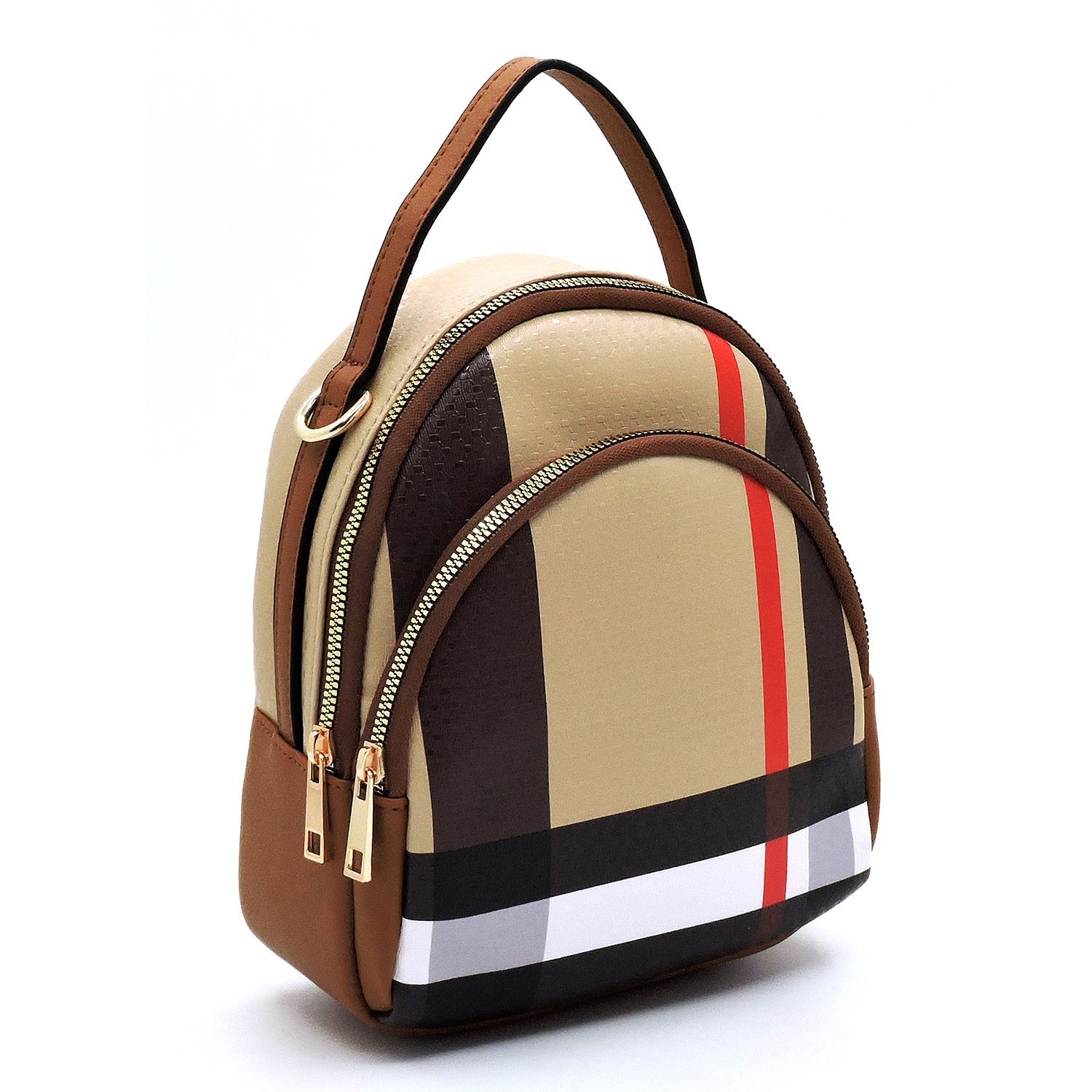 Bags, Brown Checkered Backpack