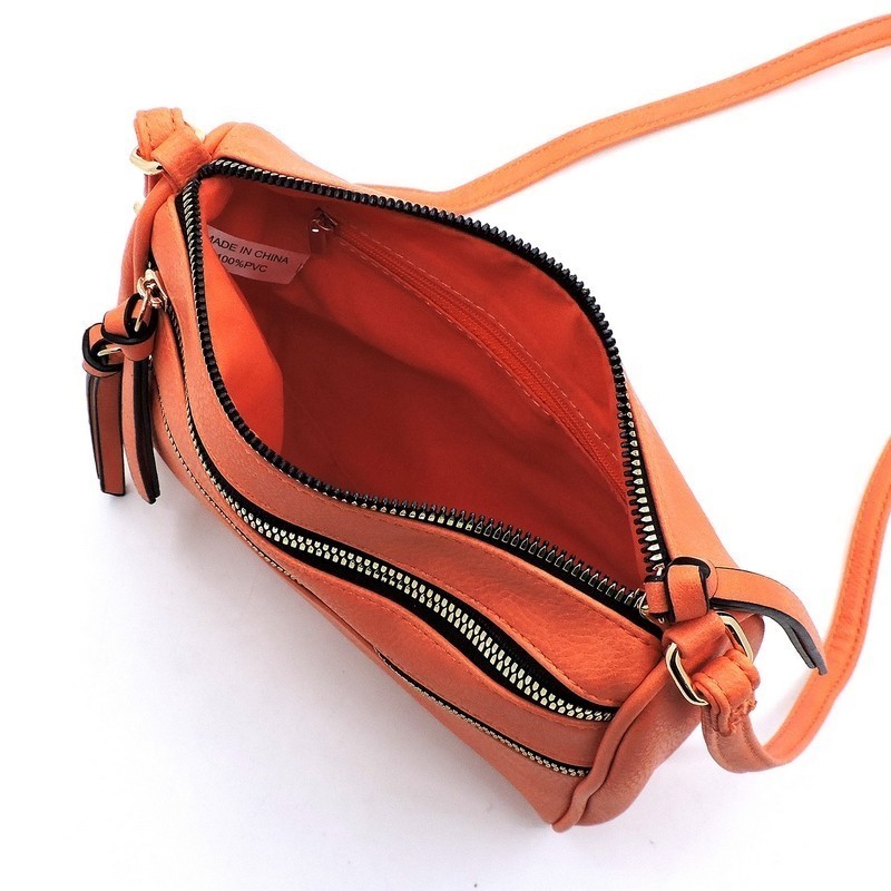 Multi Zip Pocket Crossbody Bag FW-JNM0047 &gt; Messenger Bags ,Cross Body &gt; Mezon Handbags
