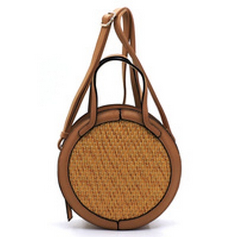 STRAW ROUND 2-WAY CROSSBODY BAG FW-JQS5075 &gt; Straw Bags &gt; Mezon Handbags