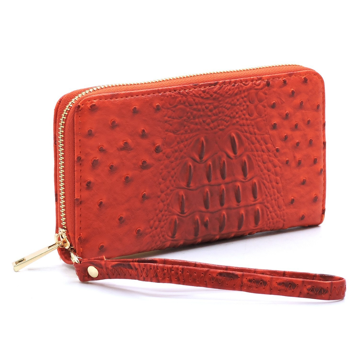 Orange Crocodile Pattern Pu Leather Wallet With Multiple