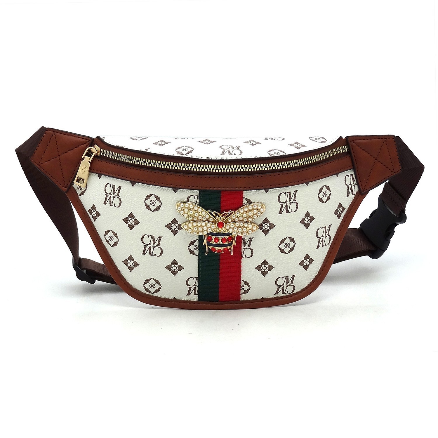 Monogrammed Queen Bee Stripe Fanny Pack Waist Bag FW-CS056B > Fashion  Handbags > Mezon Handbags