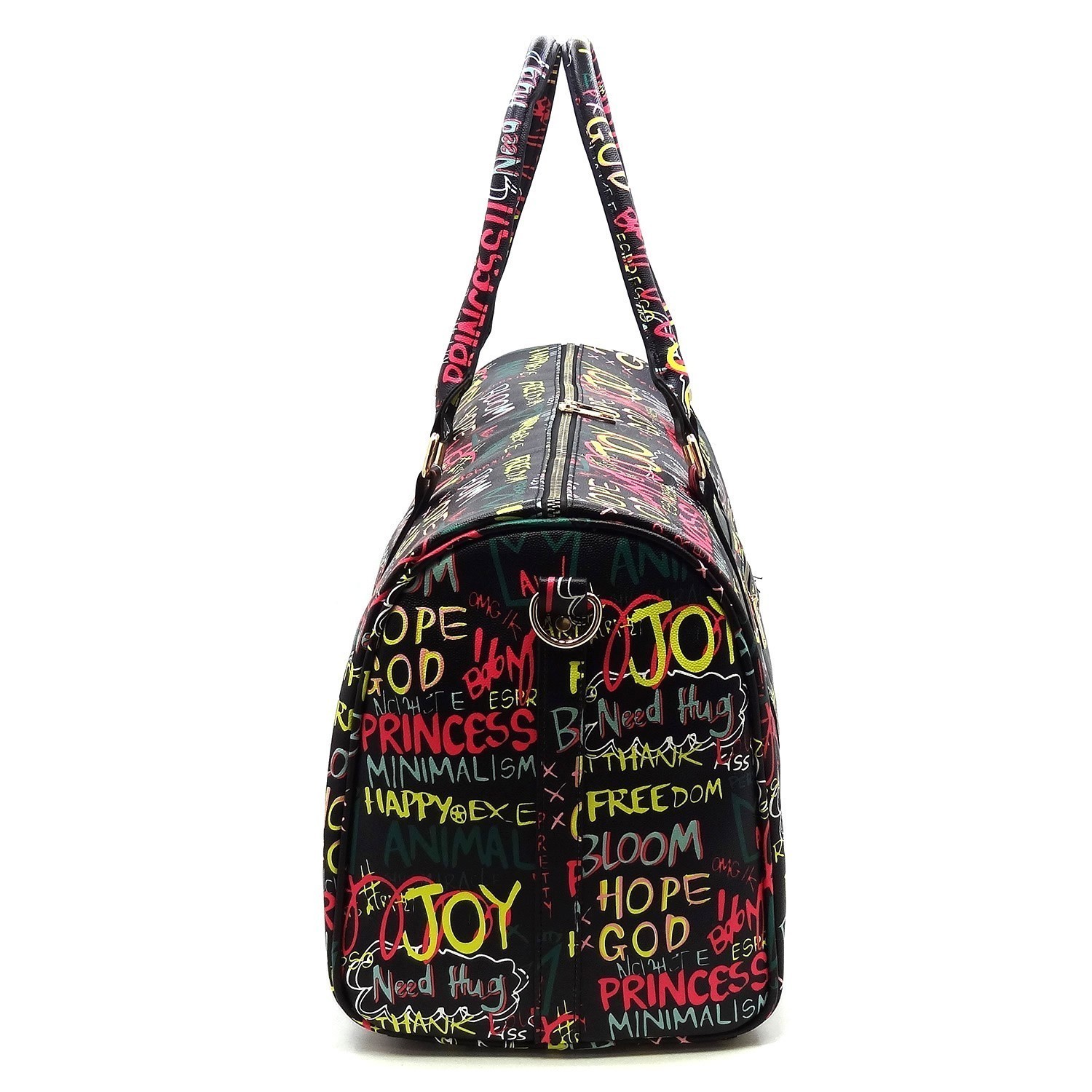  Multicolor Graffiti Printed Weekender Bag Overnight Bag Travel  Carry On Duffle Bag 20 Large Tote Gym Bag (20-Black)