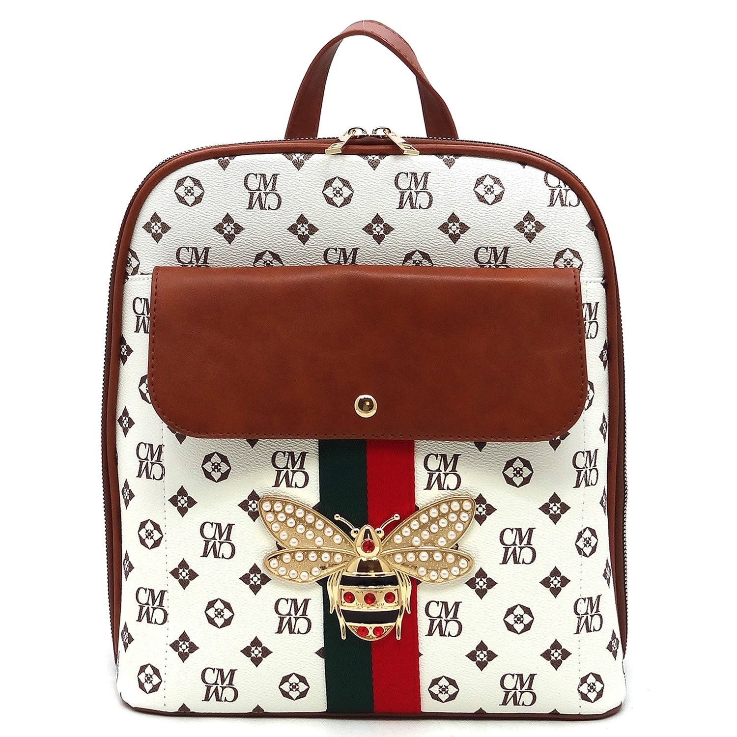 Trendy Queen Bee Stripe Monogram Sling Backpack HF-CS750B > Classic Bags,  Monogram > Mezon Handbags