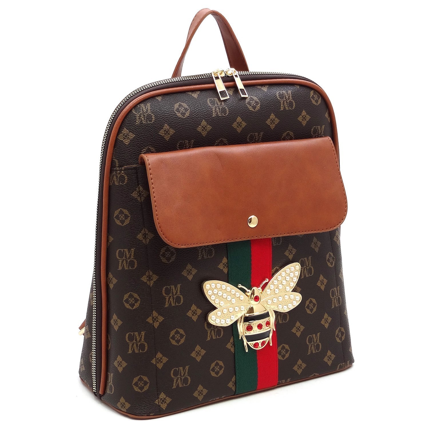 Trendy Queen Bee Stripe Monogram Sling Backpack HF-CS750B > Classic Bags,  Monogram > Mezon Handbags