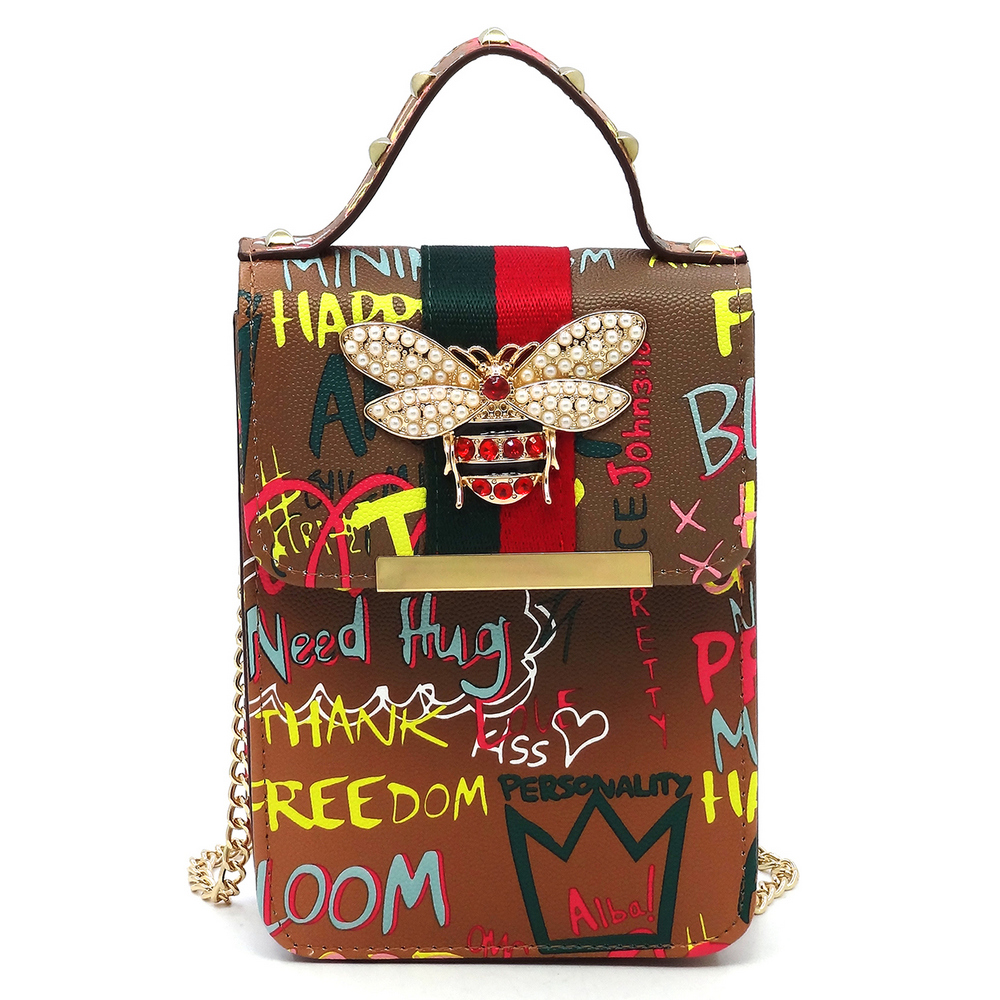 Queen Bee Stripe Graffiti Mini Crossbody Bag wholesaler > Wallets > Mezon  Handbags