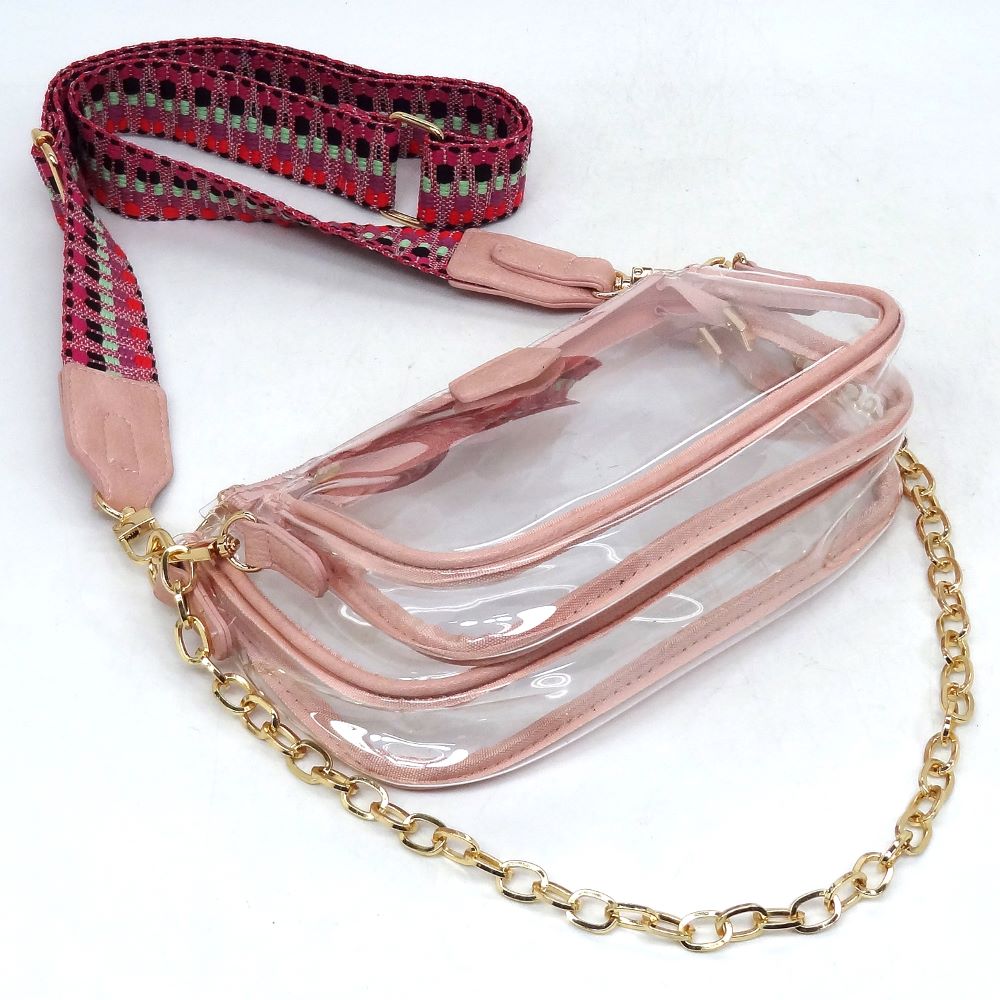 Trendy Visible Clear Hobo Crossbody Bag with Guitar Strap CH-AD771T >  Messenger Bags ,Cross Body > Mezon Handbags