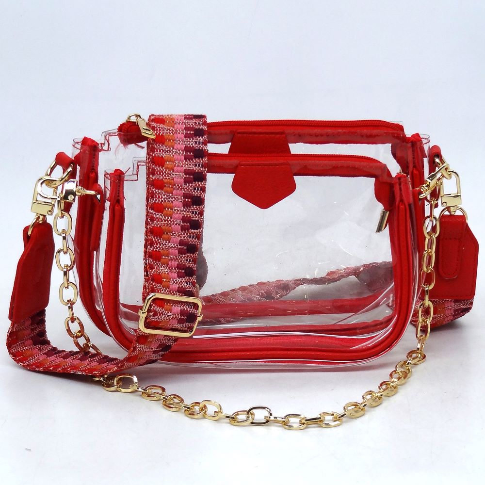 Trendy Visible Clear 2-in-1 Crossbody Bag with Guitar Strap CH