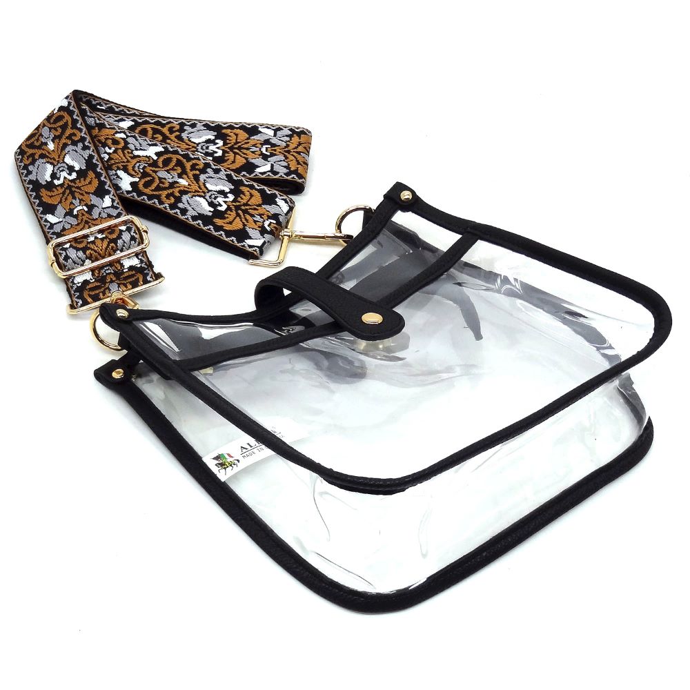 Trendy Visible Clear Hobo Crossbody Bag with Guitar Strap CH-AD771T >  Messenger Bags ,Cross Body > Mezon Handbags