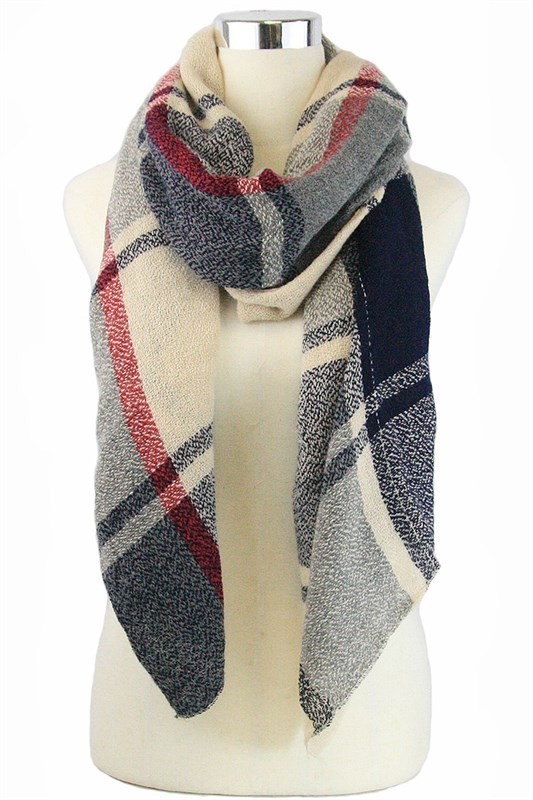 Pack of 6 Pieces Assorted Stylish Multi Tone Plaid Scarves Shawls FM SCF746
