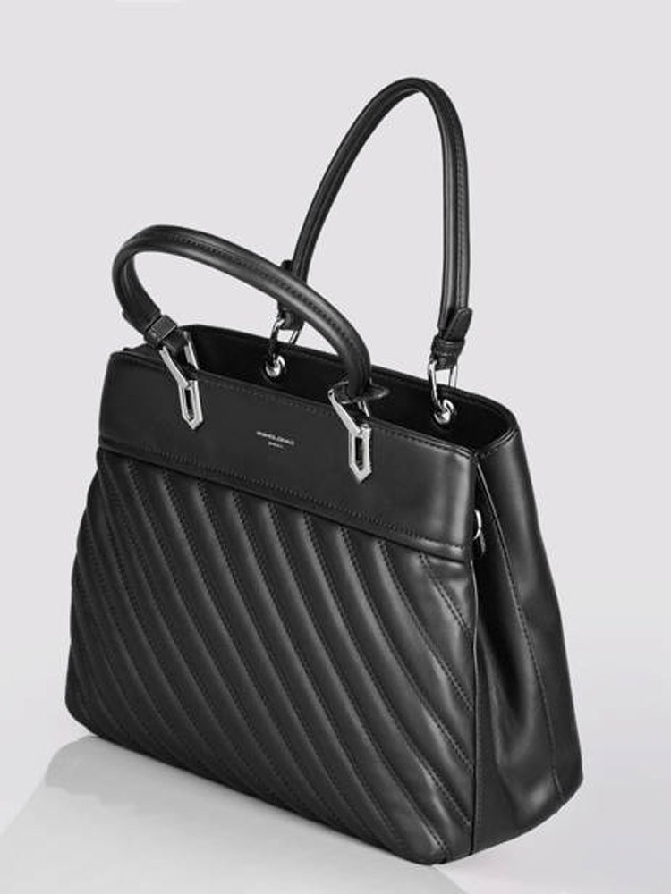 VINTAGE DAVID JONES Elegant Black Handbag With Brown and 