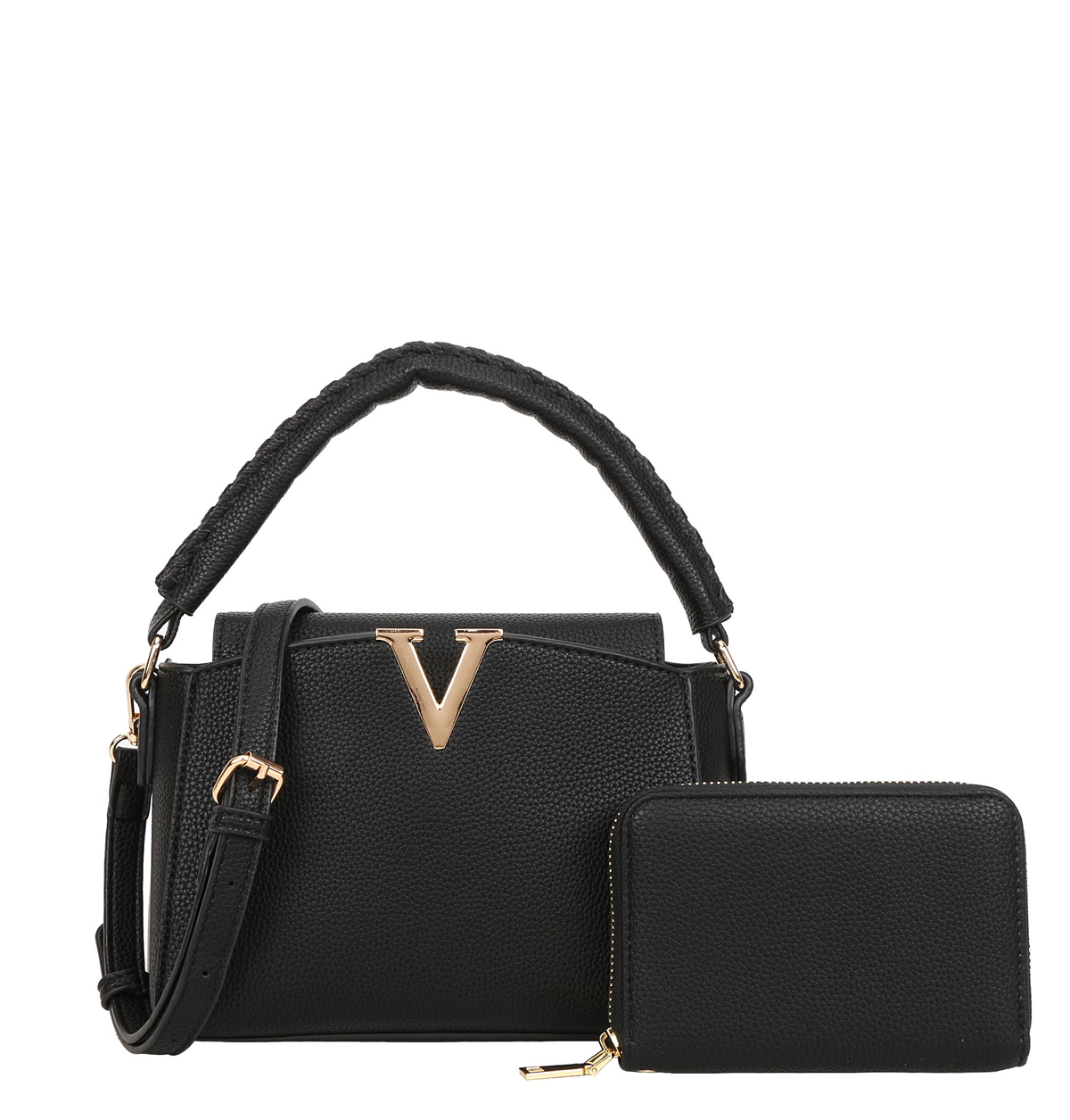 2 in-1 V- Accent Satchel Purse / Wallet Set > Satchel > Mezon Handbags