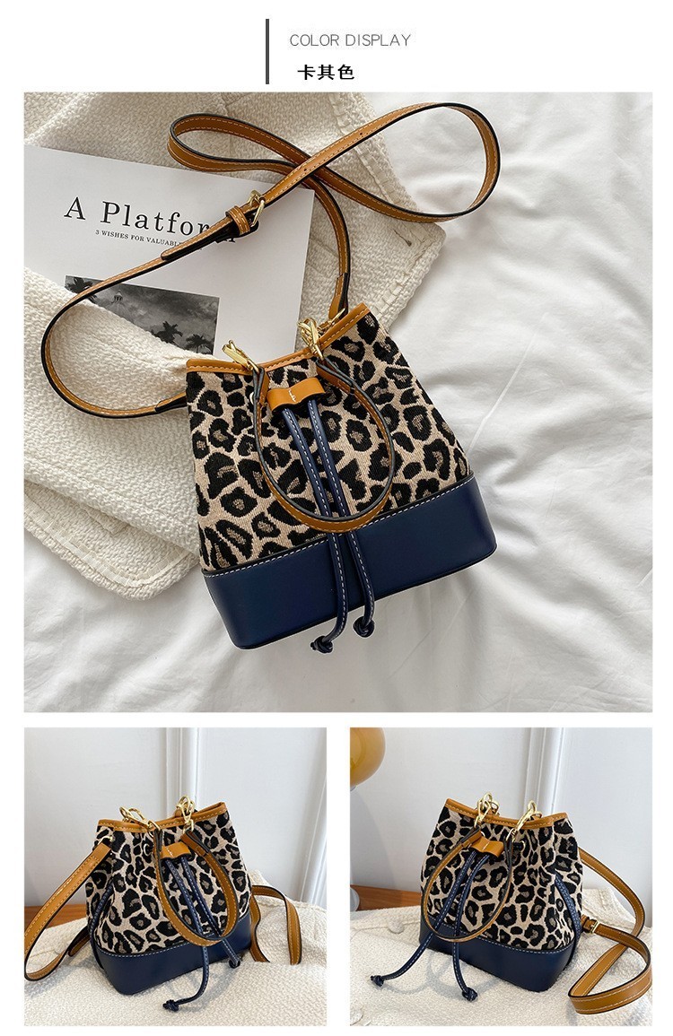 Leopard Print Crossbody Bucket Bag