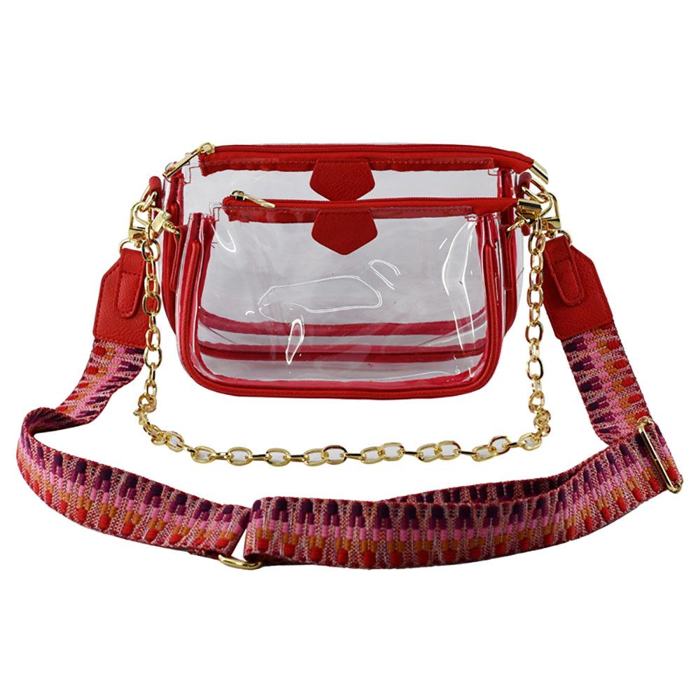 Trendy Visible Clear 2-in-1 Crossbody Bag with Guitar Strap CH-AD748T >  Messenger Bags ,Cross Body > Mezon Handbags