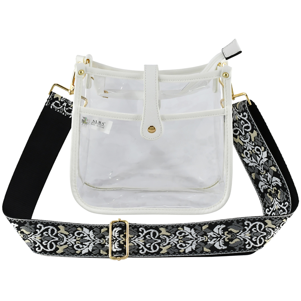 Trendy Visible Clear Hobo Crossbody Bag with Guitar Strap CH-AD771T >  Messenger Bags ,Cross Body > Mezon Handbags