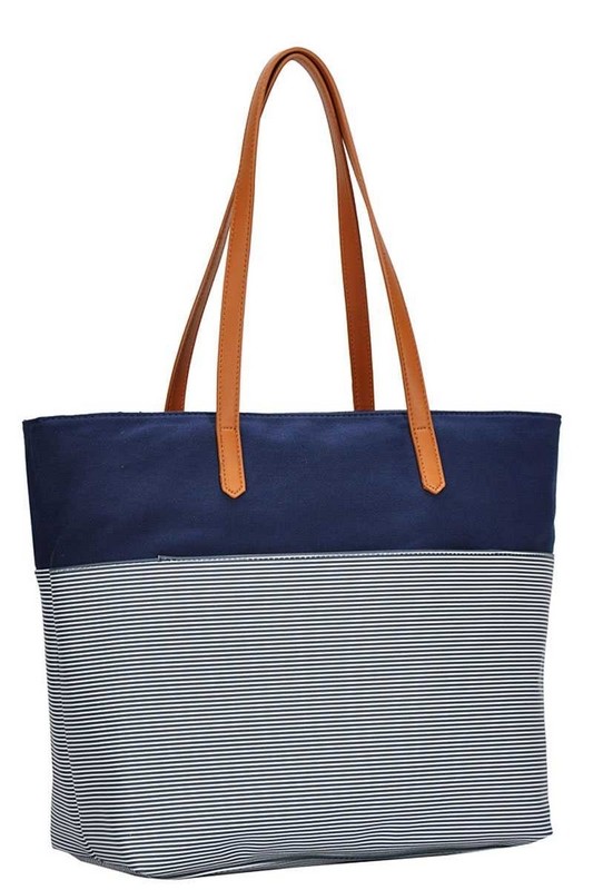 Solid Two In One Top Handle Tote Bag With Shoulder Strap 
