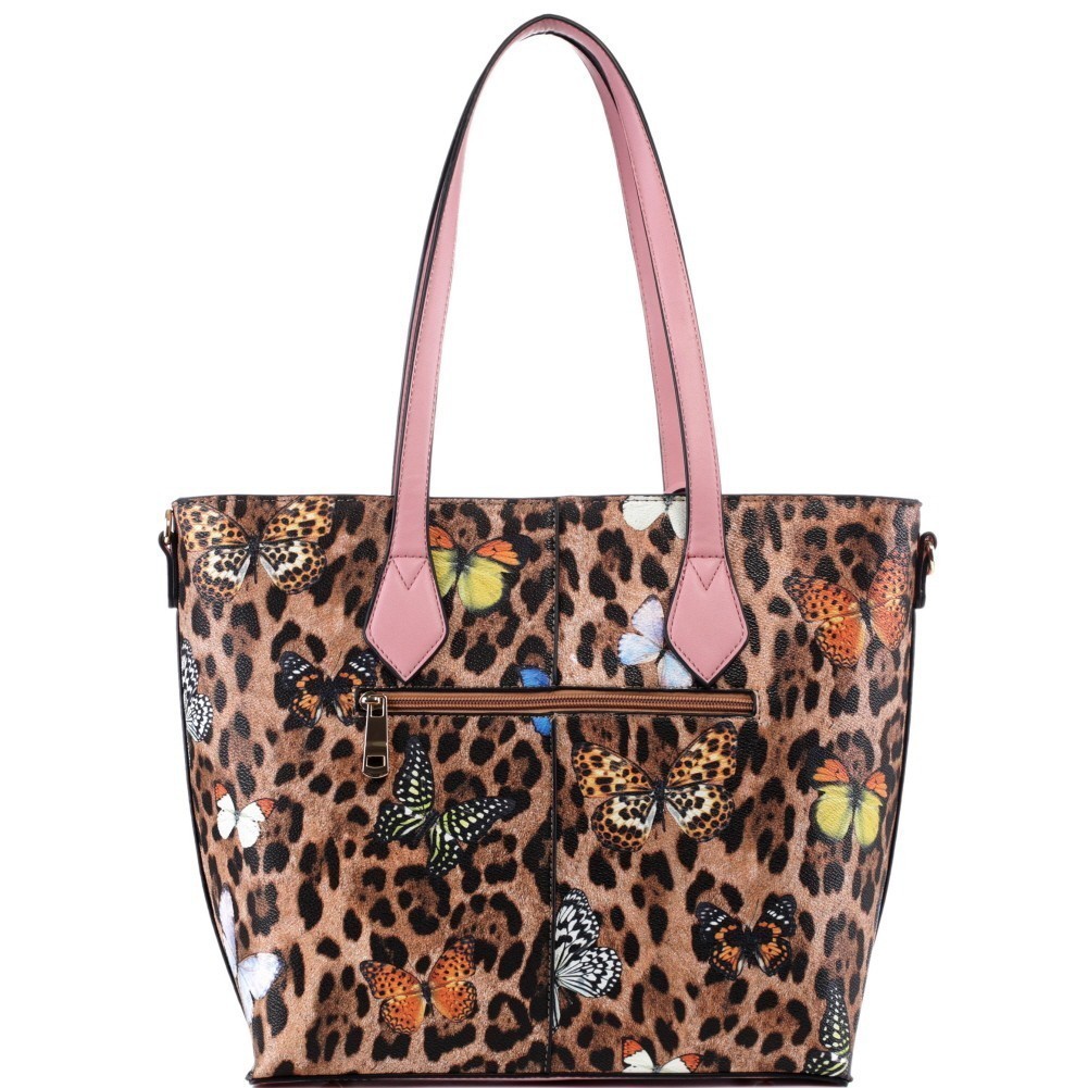 3 in 1 Butterfly Leopard Print Tote Cross Body Value SET MH-BS3658