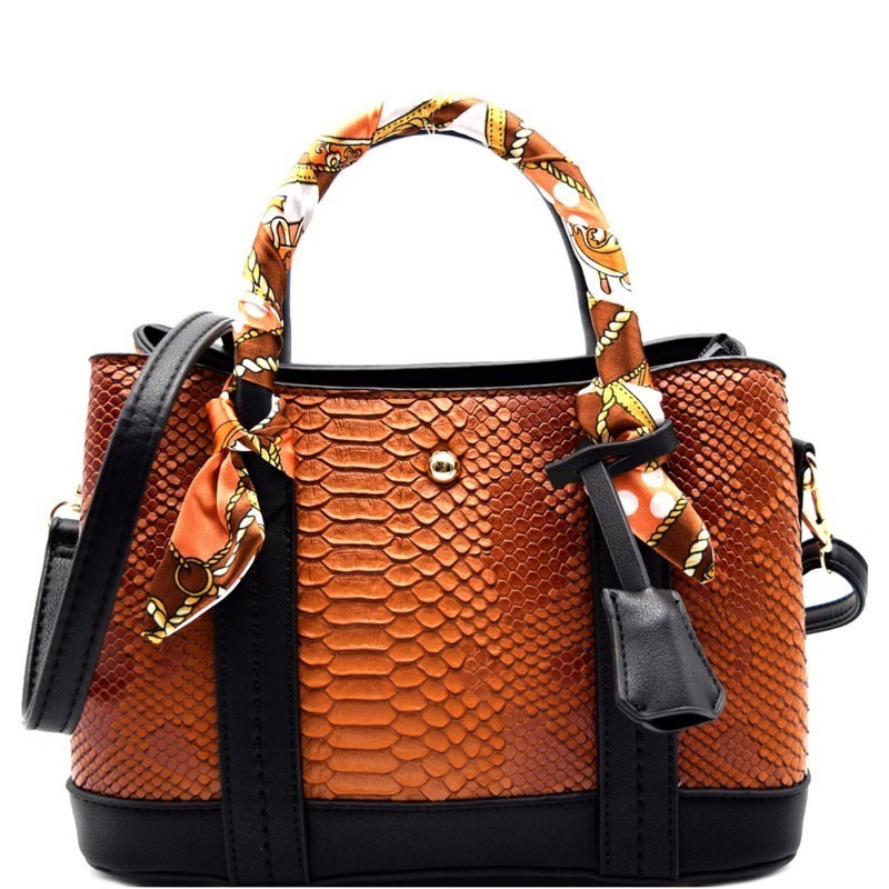 Scarf Wrap Handle Dual Compartment Small Tote &gt; Fashion Handbags &gt; Mezon Handbags