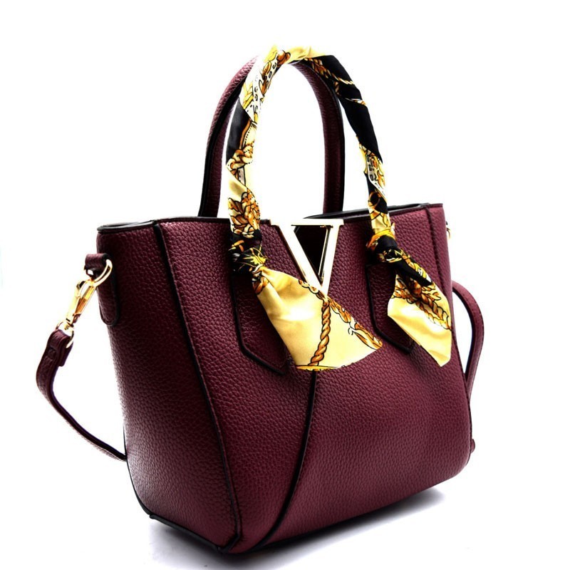 Scarf Wrap Handle Medium Size Satchel &gt; Fashion Handbags &gt; Mezon Handbags