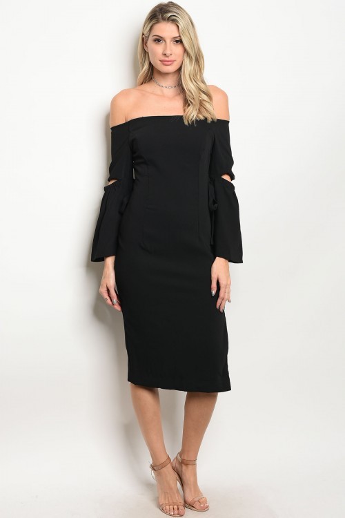 off the shoulder fitted gown