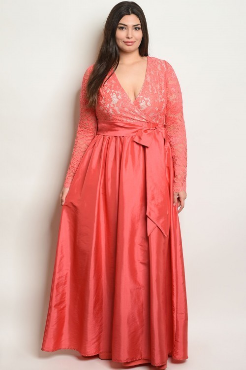 long sleeve taffeta gown