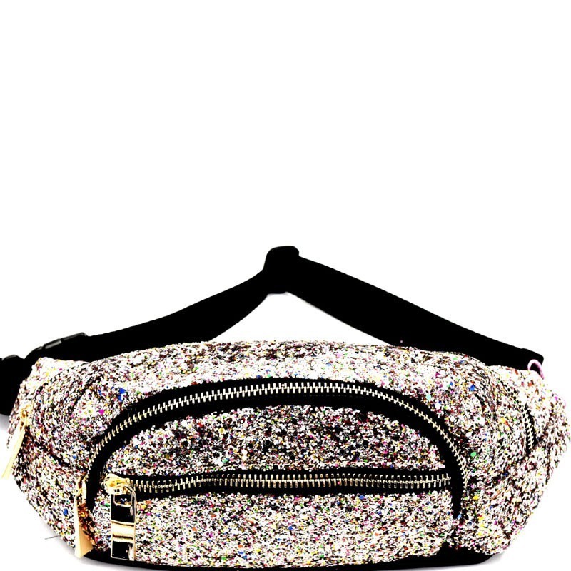 CTJY0007-LP Multi-colored Glitter 2 Way Fanny Pack Cross Body &gt; Fashion Handbags &gt; Mezon Handbags