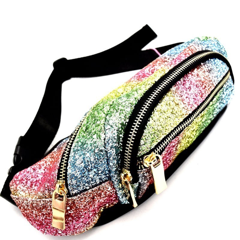 CTJY0007-LP Multi-colored Glitter 2 Way Fanny Pack Cross Body &gt; Fashion Handbags &gt; Mezon Handbags