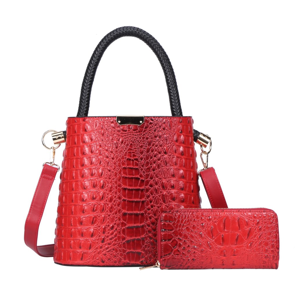 Buy Women Alligator Print Top Handle Bag Embossed Crocodile Pattern Handbag  Tote Bag(Burgundy) at