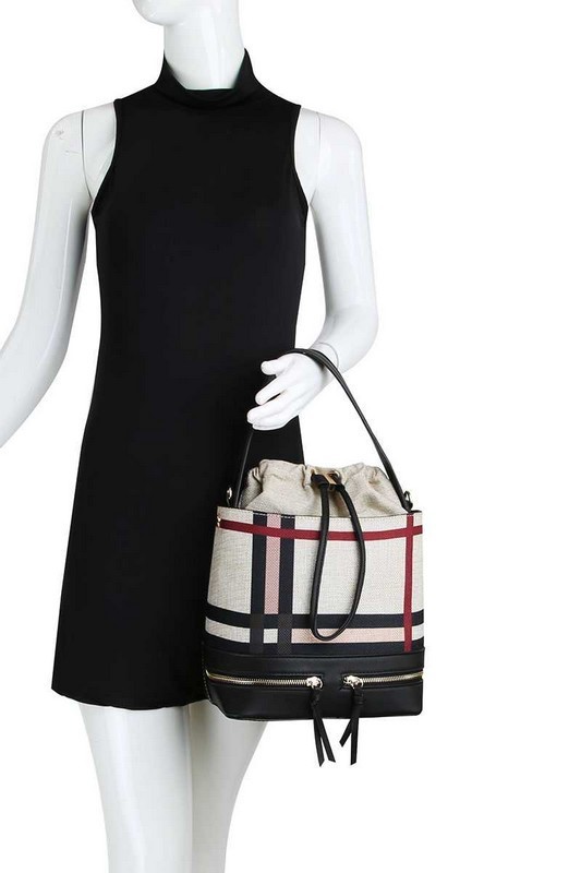 CHECK BUCKET SHOULDER BAG JYD0521 > Shoulder Bags, Backpack > Mezon Handbags