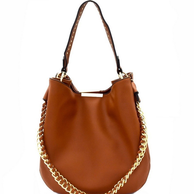 Studded Strap Chain Accent Hobo Bag MH-D0414 &gt; Fashion Handbags &gt; Mezon Handbags