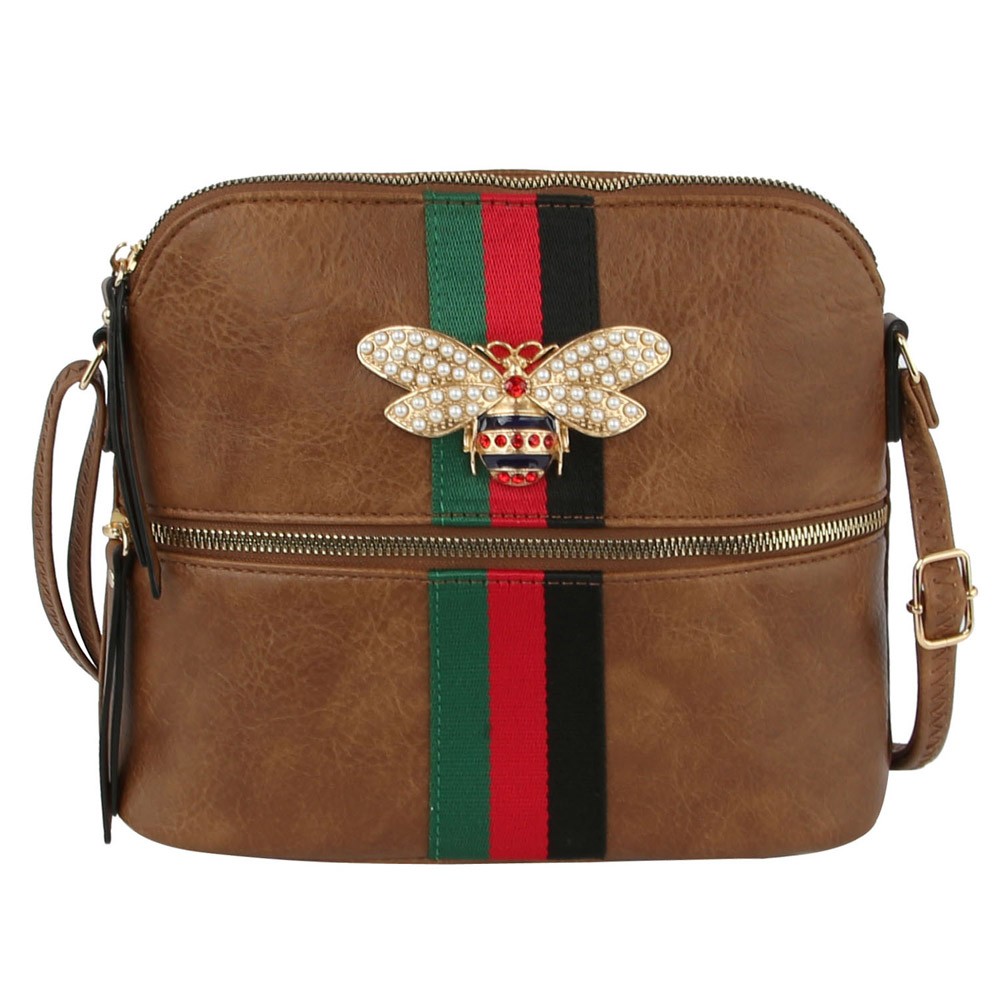 Queen Bee Stripe Crossbody - Messenger Bag > Fashion Handbags