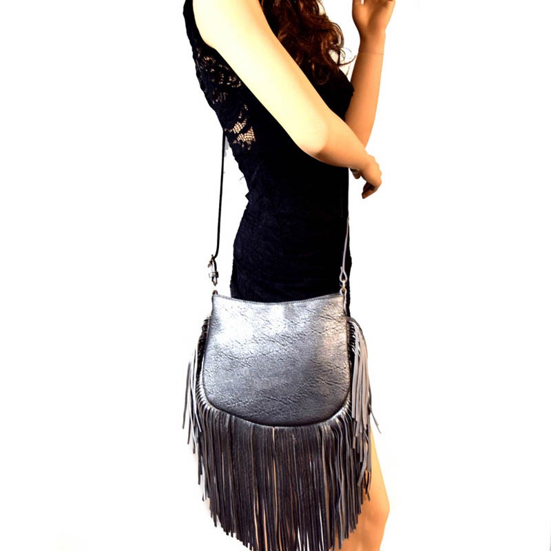 E097-LP Fringed Round Cross Body Bag &gt; Fashion Handbags &gt; Mezon Handbags