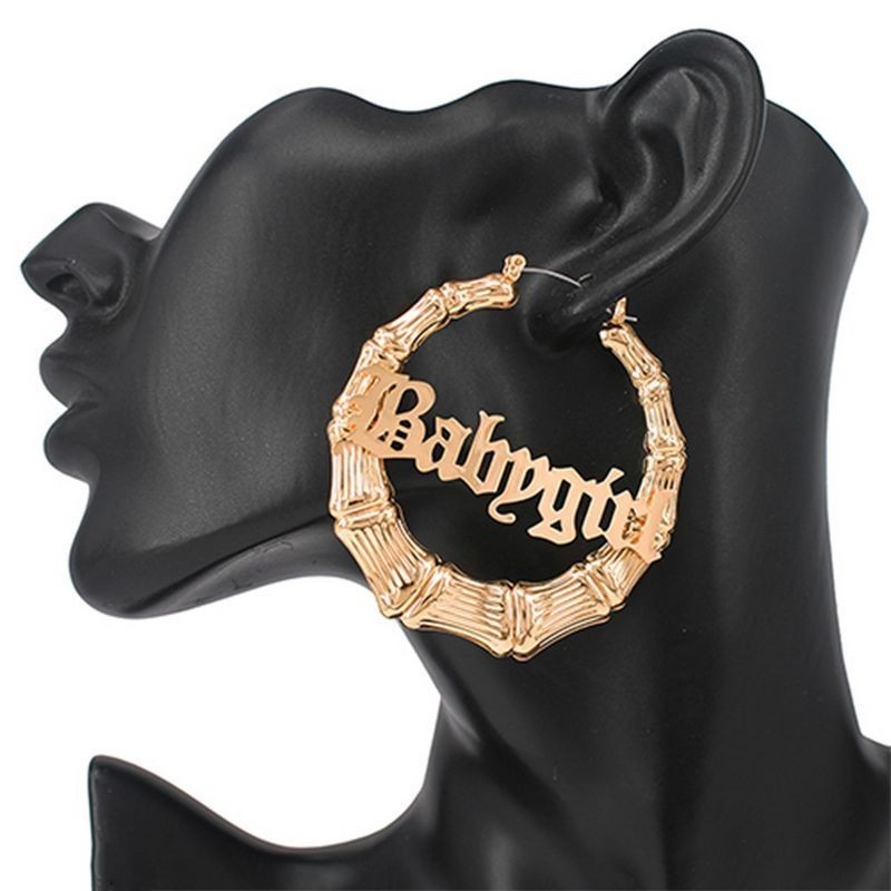 BABYGIRL METAL BAMBOO HOOP EARRINGS SL E3094 Earrings Mezon Handbags