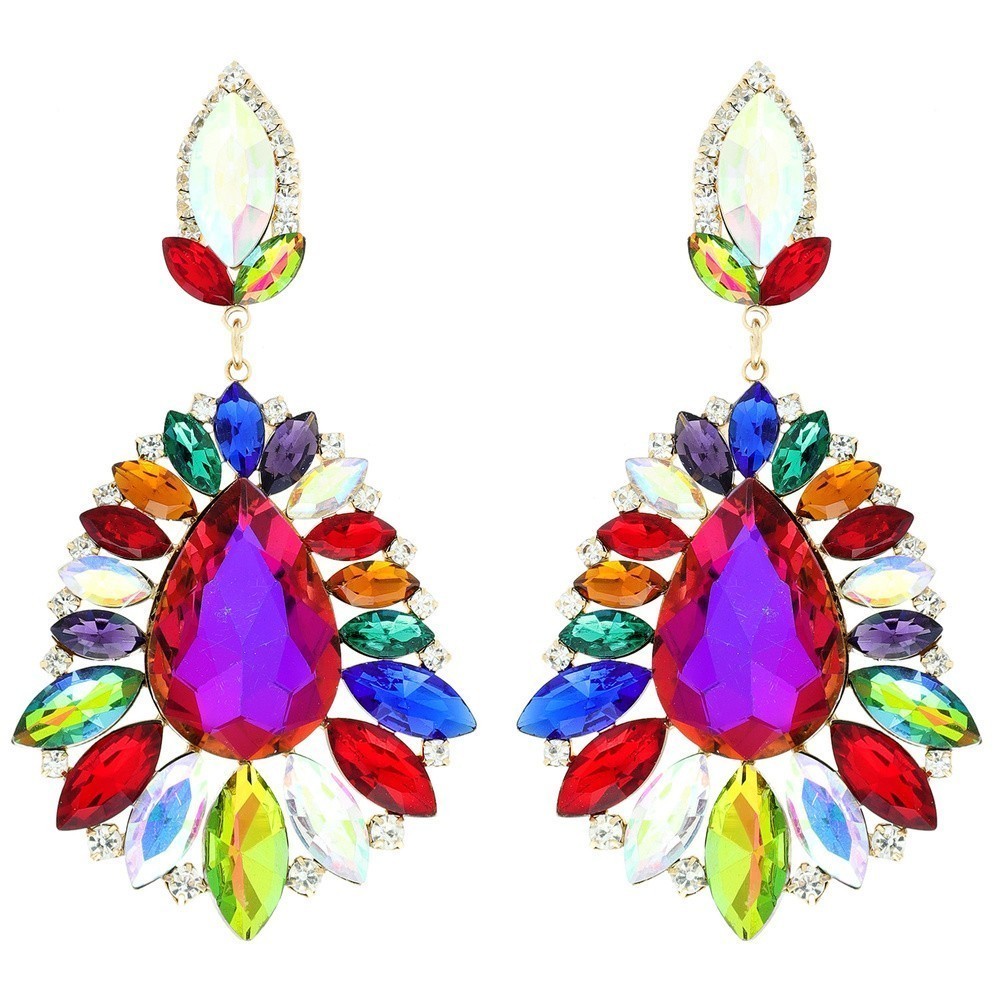 Large Crystal Heart Stud Earrings, Vintage Style Crystal Heart Earrings |  eBay