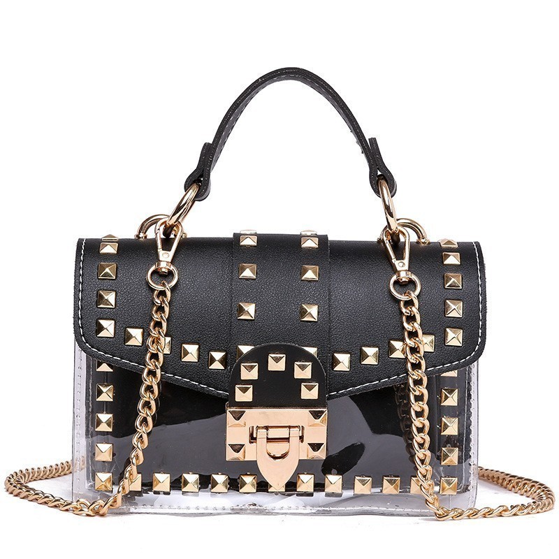 Clear Spike Studded Handbag