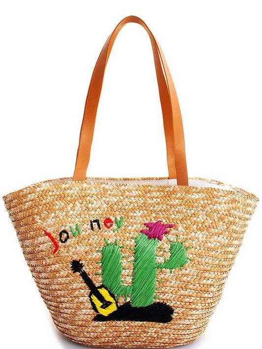 Straw Beach Bag Cactus