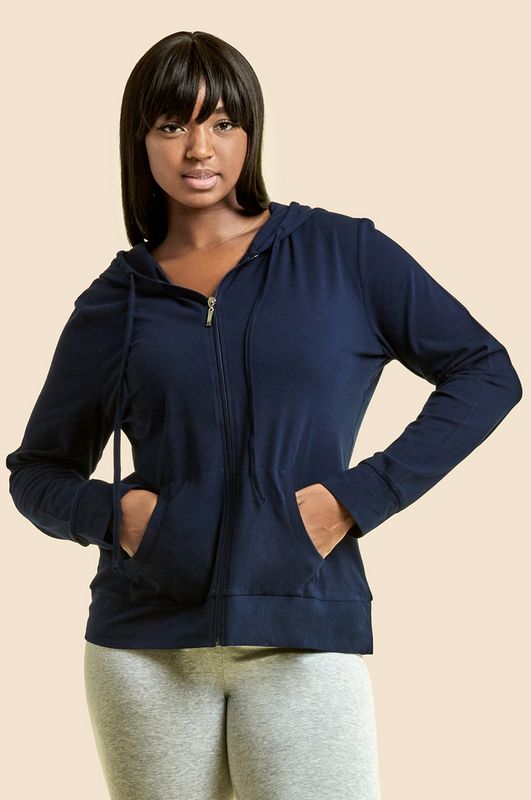 ladies navy zip up hoodie