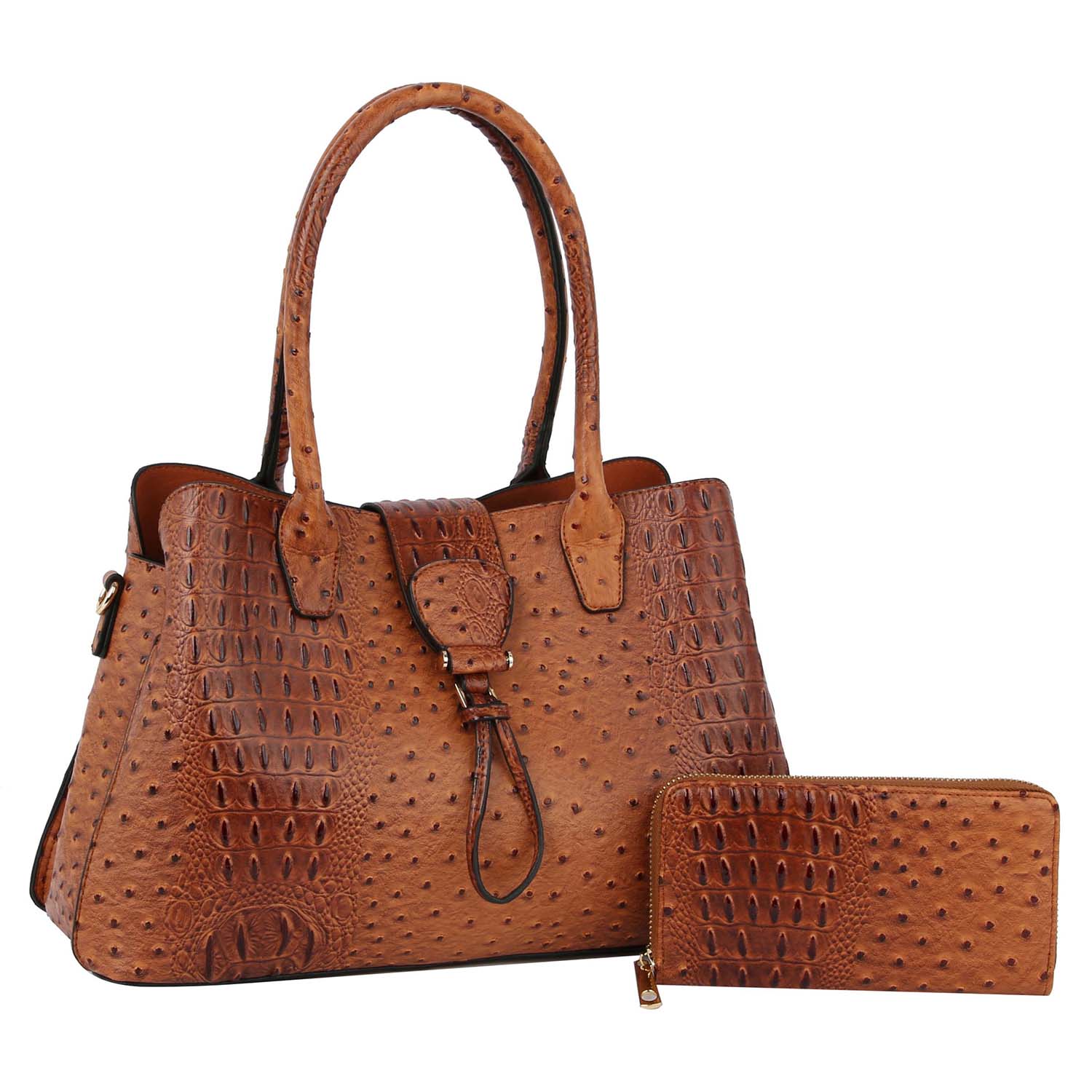 2 In 1 OSTRICH TOTE SET WITH WALLET on sale > Fashion Handbags > Mezon  Handbags