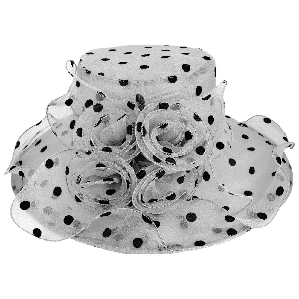 Elegant LARGE BRIM ORGANZA POLKA DOT Derby HAT > Dressy Organza > Mezon  Handbags