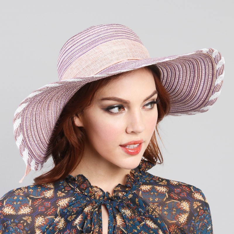 Trendy Navy Stylish Summer Hat With Bow Tie SLHTP761 > Straw Hats