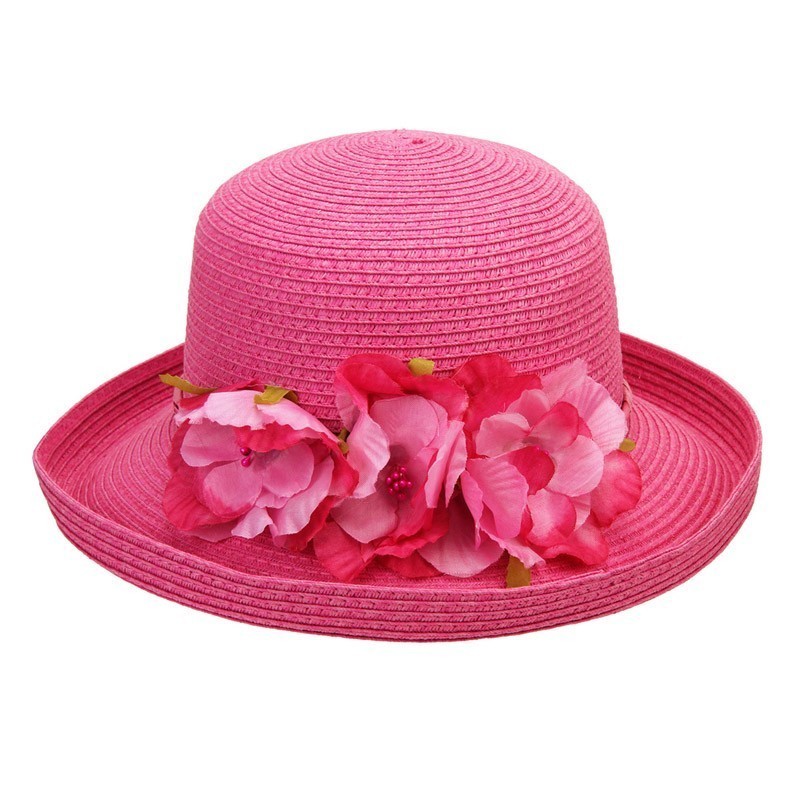 hat with flower on side